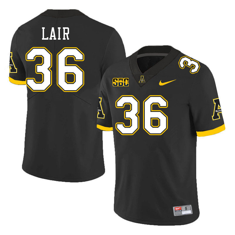 Appalachian State Mountaineers #36 Luke Lair College Football Jerseys Stitched-Black